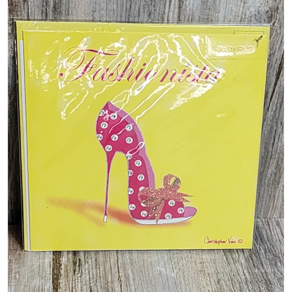 Papyrus Christopher Vine Embossed Fashionista Beaded Bow High Heel Birthday Card